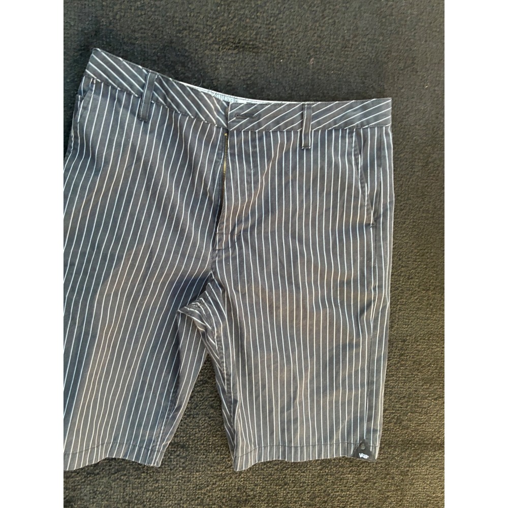 Vans Mens Pinstripe Shorts Black White Size 32 Skate Casual Chino Style
